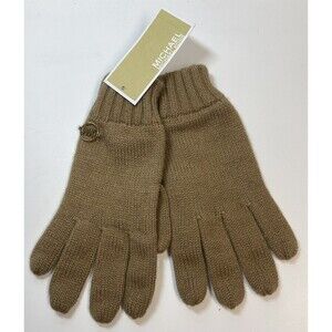 Michael Kors Ribbed Knit Tan Gloves New